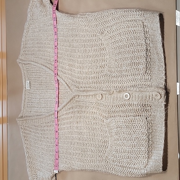 Essentials by Full Tilt Oatmeal Colored Button Front Loose Knit Cardigan Sweater - Picture 6 of 12